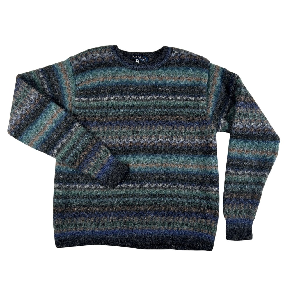 Vtg Waliki Sweater Womens Medium 100% Alpaca Fair Isle Knit Pullover Bolivia